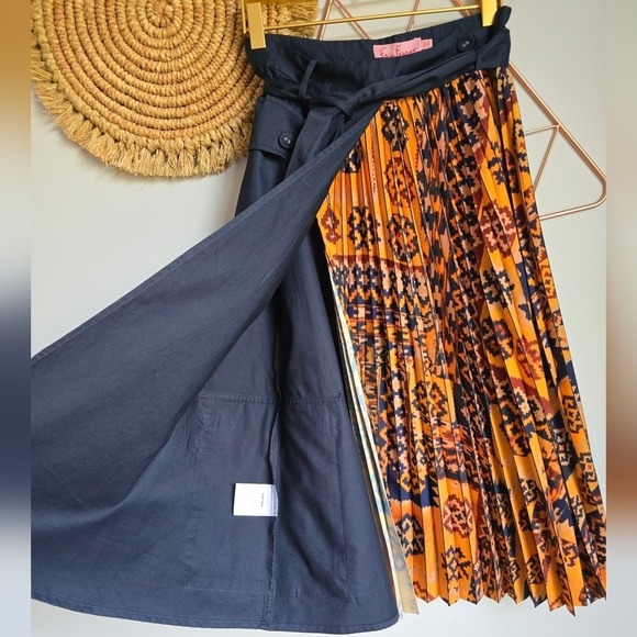 Anthropologie NEW Eva Franco Kavi Pleated Cargo Mix Media Wrap Skirt SZ Small 2 - Picture 9 of 13